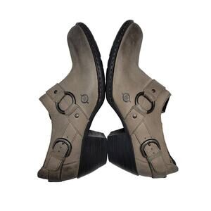 Born Heels Short Booties Soft Gray Zip Up Buckles 7.5 /38.5 2" Heels